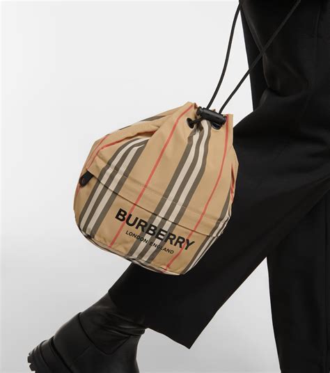 burberry phoebe check drawstring pouch|Phoebe Check drawstring pouch in beige .